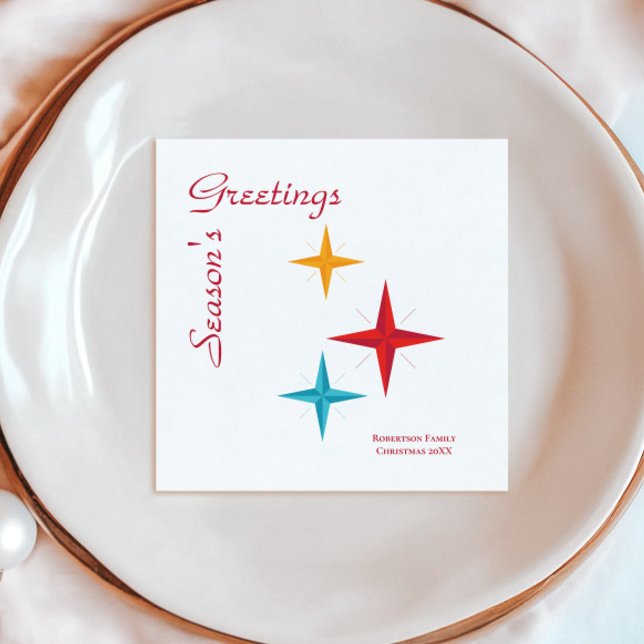 Mod Stars, Mid-Century Modern Retro Holiday Napkins (Creator Uploaded)