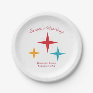 Mod Stars, Mid-Century Modern Retro Holiday Paper Plates