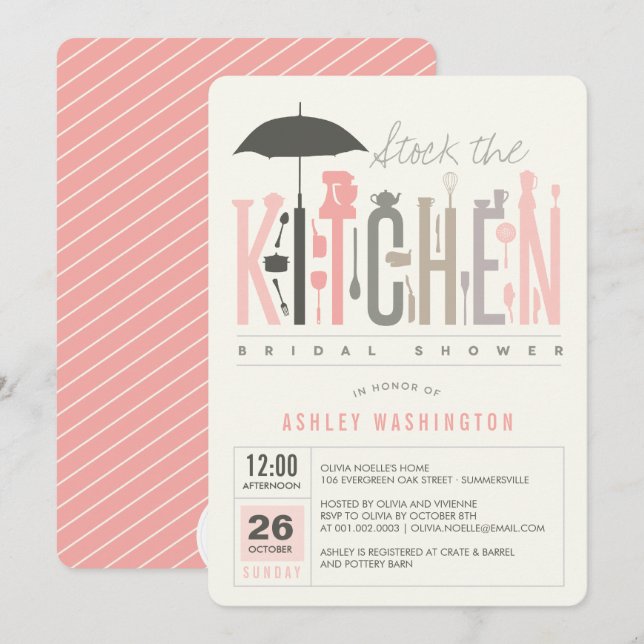 Mod Stock The Kitchen Bridal Shower Party Invite (Front/Back)