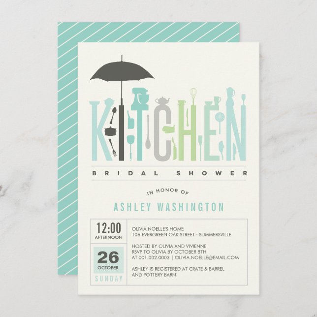 Mod Stock The Kitchen Bridal Shower Party Invite (Front/Back)