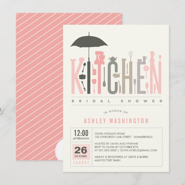 Mod Stock The Kitchen Bridal Shower Party Invite (Front/Back)