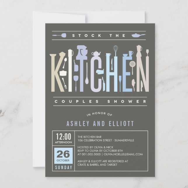 Mod Stock The Kitchen Couples Shower Party Invite (Front)