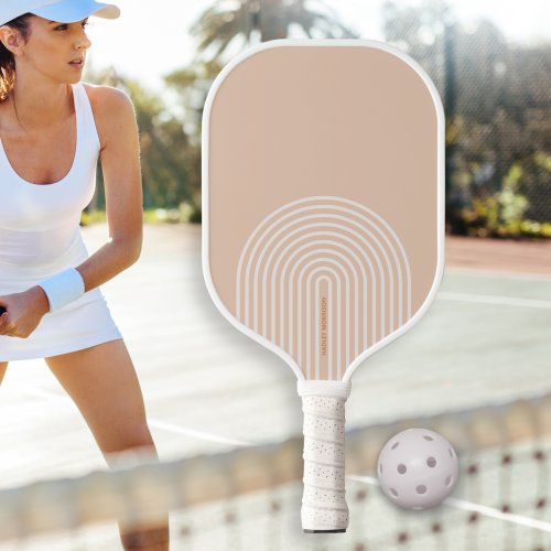 Mod Striped Arch Neutral Colors Custom Text Pickle Pickleball Paddle