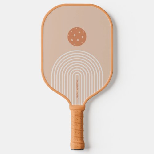 Mod Striped Arch Neutral Colors Custom Text Pickleball Paddle