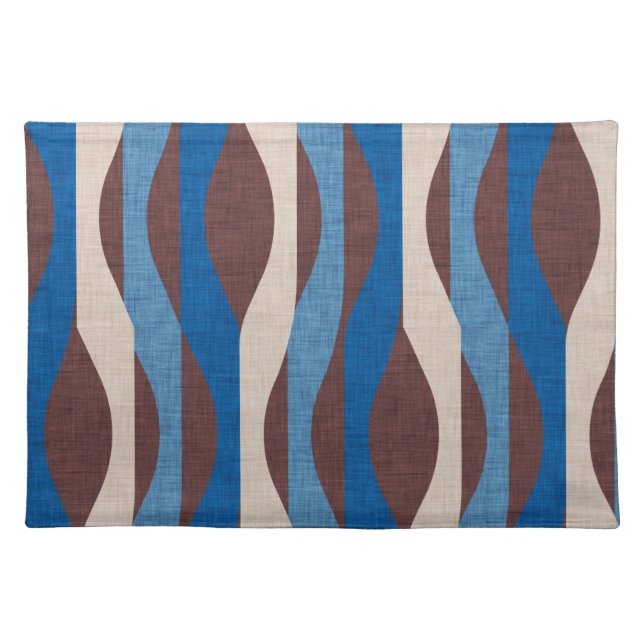 Mod Stripes Blue Cloth Placemat (Front)