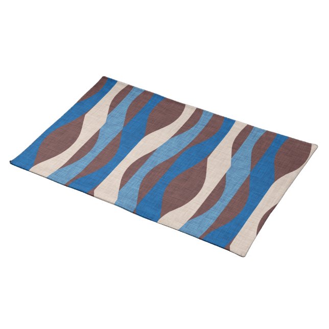 Mod Stripes Blue Cloth Placemat (On Table)