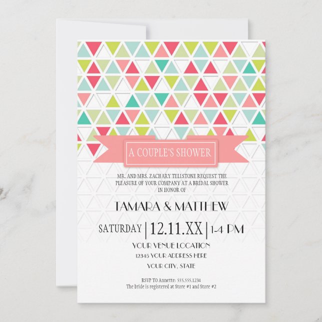 Mod Style Triangle Pattern Triangular Geometric Invitation (Front)