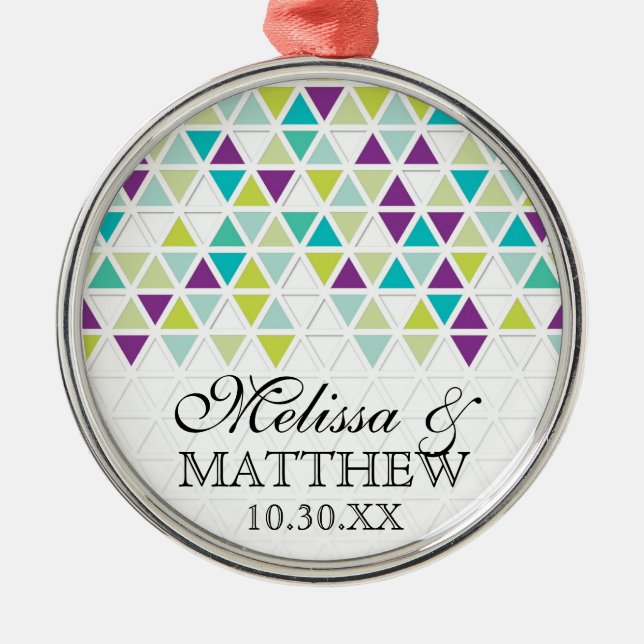 Mod Style Triangle Pattern Triangular Geometric Metal Ornament (Front)