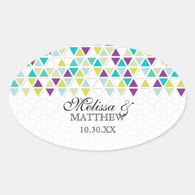 Mod Style Triangle Pattern Triangular Geometric Oval Sticker (Front)