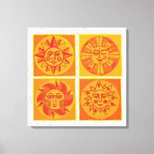 Mod Sun Faces Orange Canvas Wall Art