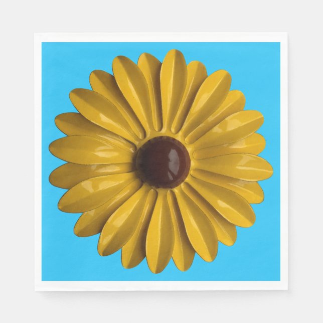 MOD Sunflower Flower Brooch - Floral Summer Garden Napkins (Front)
