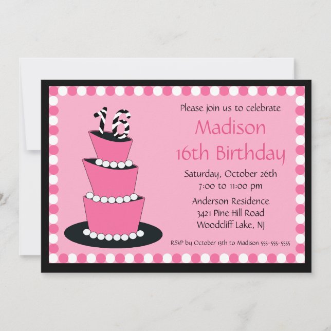 Mod Sweet Sixteen Birthday Party Invitation (Front)