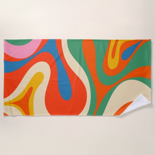Mod Swirl Retro Trippy Colorful Abstract Pattern Beach Towel