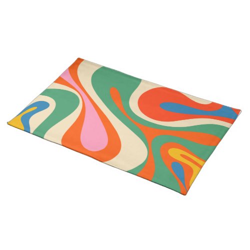 Mod Swirl Retro Trippy Colorful Abstract Pattern Cloth Placemat