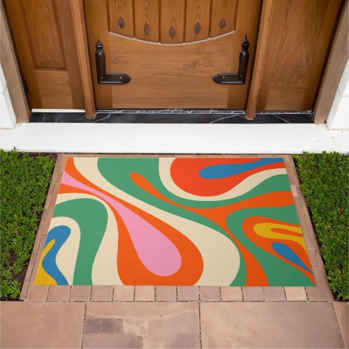 Mod Swirl Retro Trippy Colorful Abstract Pattern Doormat