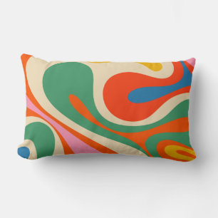Mod Swirl Retro Trippy Colorful Abstract Pattern Lumbar Pillow