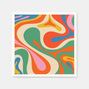 Mod Swirl Retro Trippy Colorful Abstract Pattern Napkins