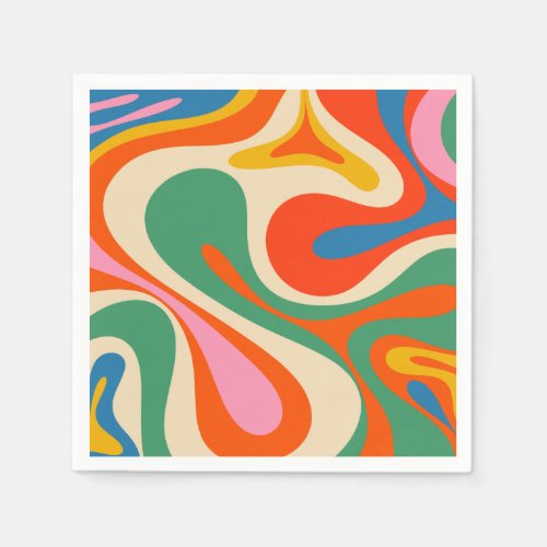 Mod Swirl Retro Trippy Colorful Abstract Pattern  Napkins