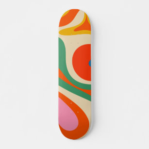 Mod Swirl Retro Trippy Colorful Abstract Pattern Skateboard