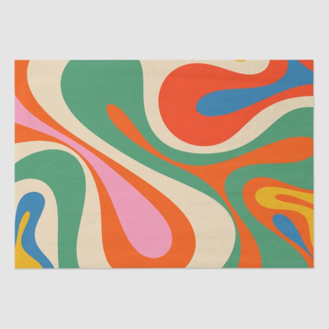 Mod Swirl Retro Trippy Colorful Abstract Pattern Tissue Paper (Front)