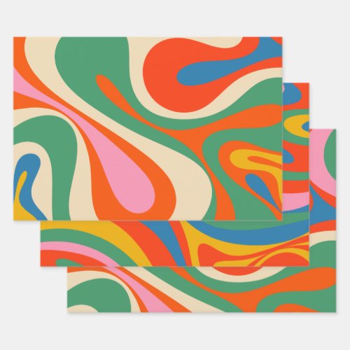 Mod Swirl Retro Trippy Colorful Abstract Pattern Wrapping Paper Sheets