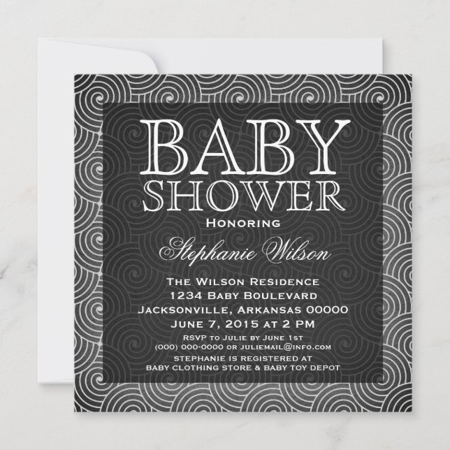 Mod Swirls Baby Shower Invite, Ivory Invitation (Front)