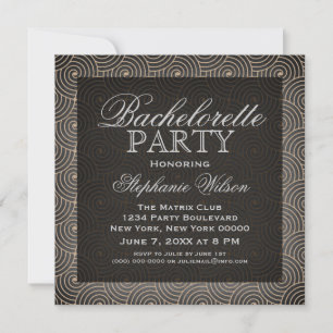 Mod Swirls Bachelorette Party Invite, Beige Invitation