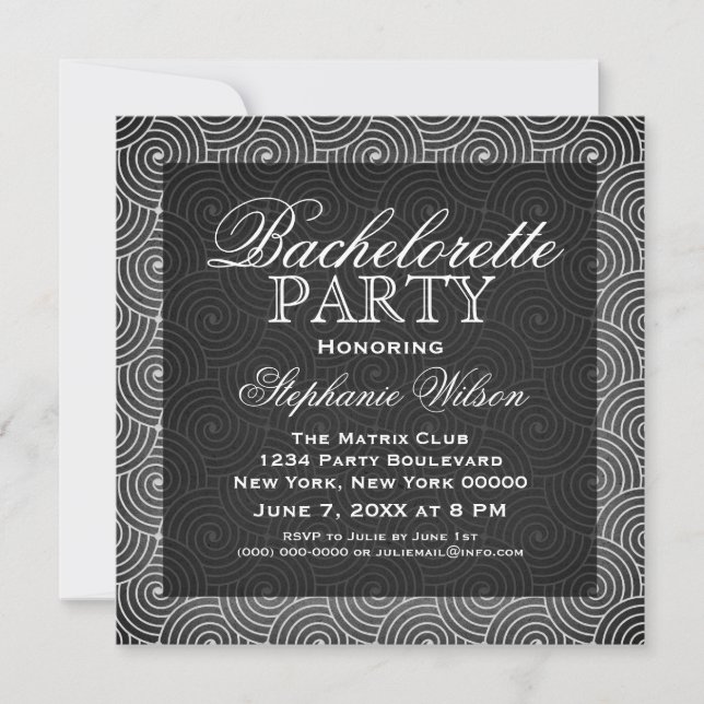 Mod Swirls Bachelorette Party Invite, Ivory Invitation (Front)