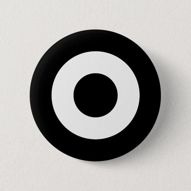Mod target button, black and white pinback button (Front)