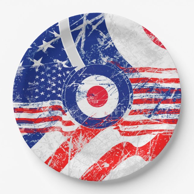 Mod Target Mods US Target Grunge Roundel Paper Plates (Front)