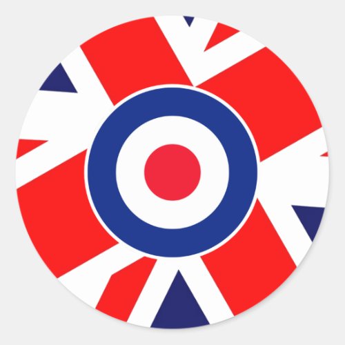 Mod Target on UK Flag Classic Round Sticker