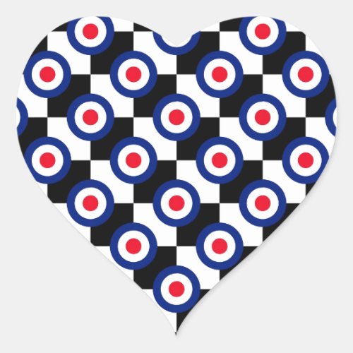 Mod Target Pattern Polka Dots Fashion Vintage Heart Sticker