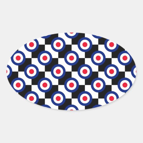 Mod Target Pattern Polka Dots Fashion Vintage Oval Sticker