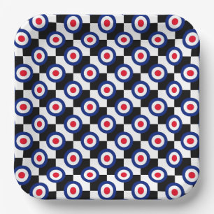 Mod Target Pattern Polka Dots Fashion Vintage Paper Plates