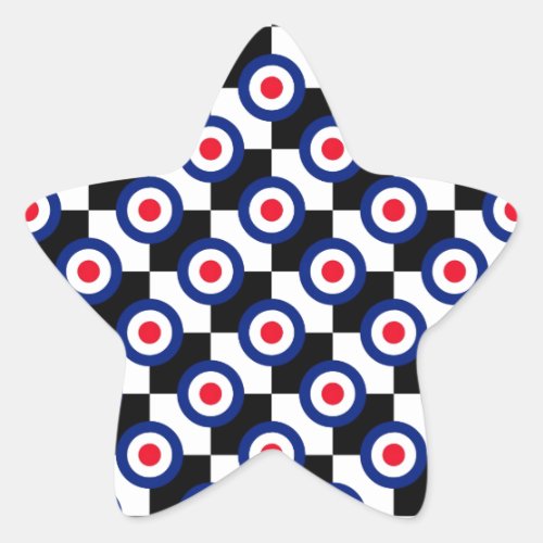 Mod Target Pattern Polka Dots Fashion Vintage Star Sticker