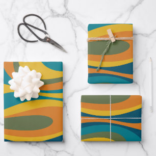 Mod Thang Trippy Retro Modern Multi Color Abstract Wrapping Paper Sheets