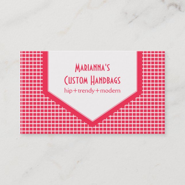 Mod Tiles Business Card, Pink Card (Front)
