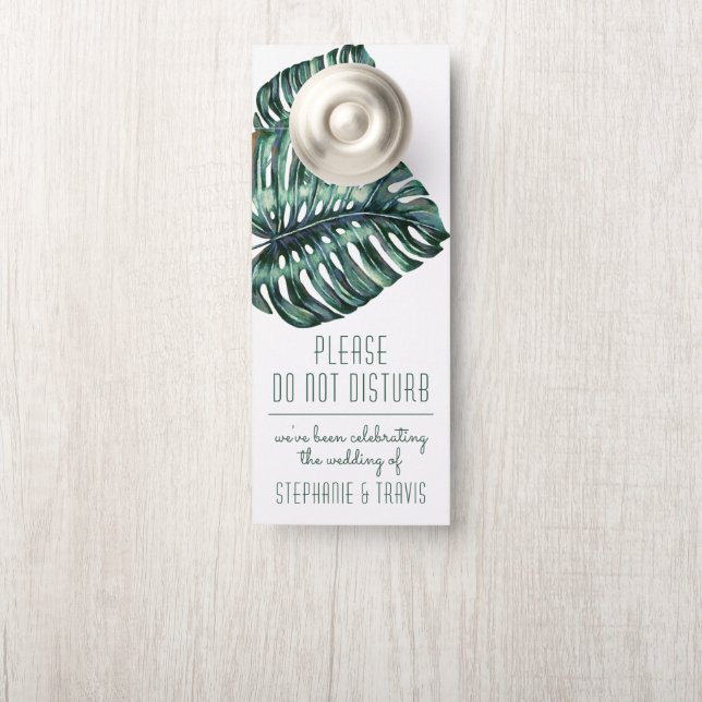 Mod Topical Monstera Do Not Disturb Wedding Door Hanger (On Knob)