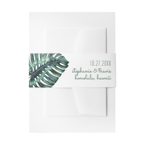 Mod Tropical Leaves Monstera Plant Invitation Belly Band