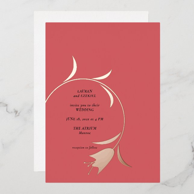 Mod Tulip Foil Wedding Invitation Foil Invitation (Front/Back)