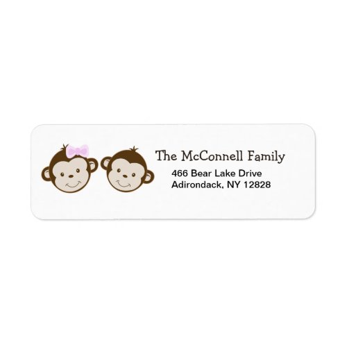 MOD TWIN MONKEYS PRINTABLE ADDRESS LABELS