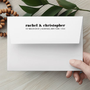 Mod Typography Black and White Stripe Lined Envelope