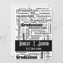 mod typography black white Graduation Invitation