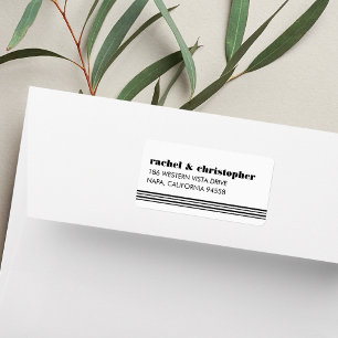 Mod Typography Black & White Stripe Return Address Label