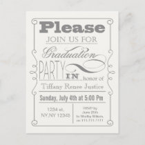 Mod Typography Graduation party  Iinvitations Invitation Postcard