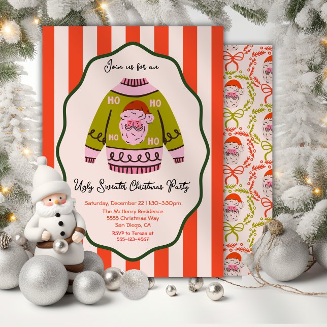 Mod Ugly Sweater Christmas Party hand drawn Invitation (Creator Uploaded)