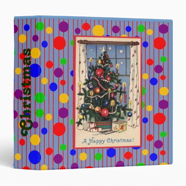 Mod-Vintage Christmas Tree 3 Ring Binder (Front/Spine)