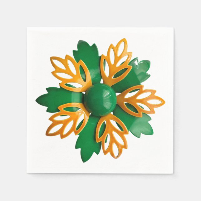 MOD Vintage Flower Brooch Summer Birthday Retro Napkins (Front)