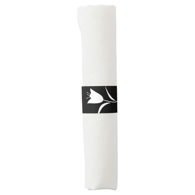 MOD WHITE TULIP WEDDING NAPKIN BANDS (Front)