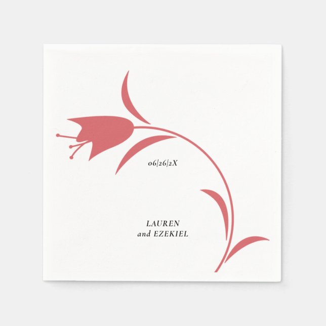 MOD WINE TULIP WEDDING NAPKINS (Front)